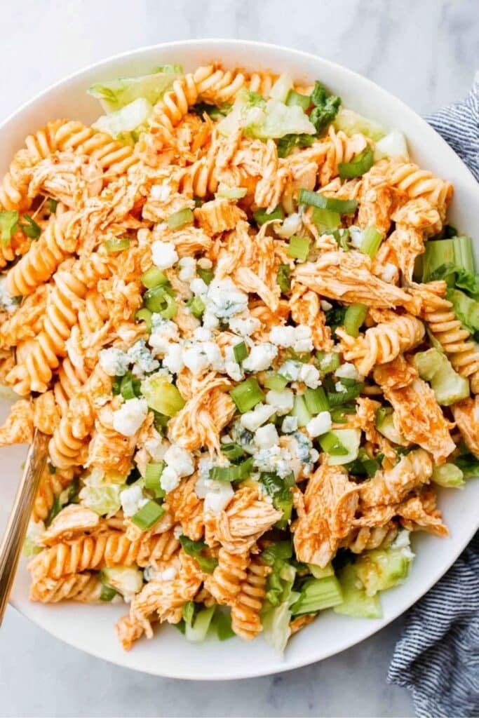 Delicious Buffalo Chicken Pasta Salad 3 Buffalo Chicken Pasta Salad easy recipe