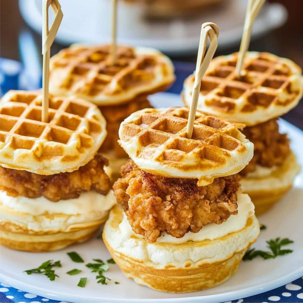 Mini Chicken and Waffle Sliders 1 Mini Chicken and Waffle Sliders