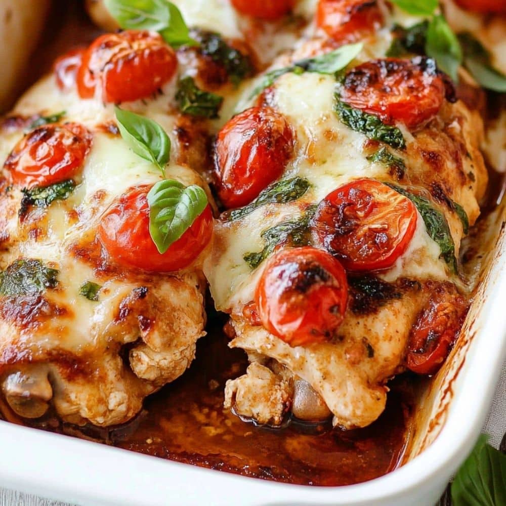 Baked Caprese Chicken Recipe - Italian Dinner 1 baked caprese chicken
