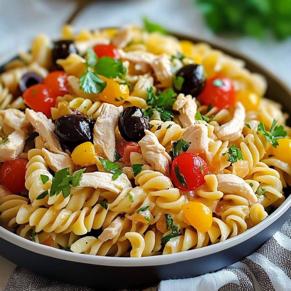 Cold Chicken Pasta Salad – Perfect for Hot Days 1 cold chicken pasta salad