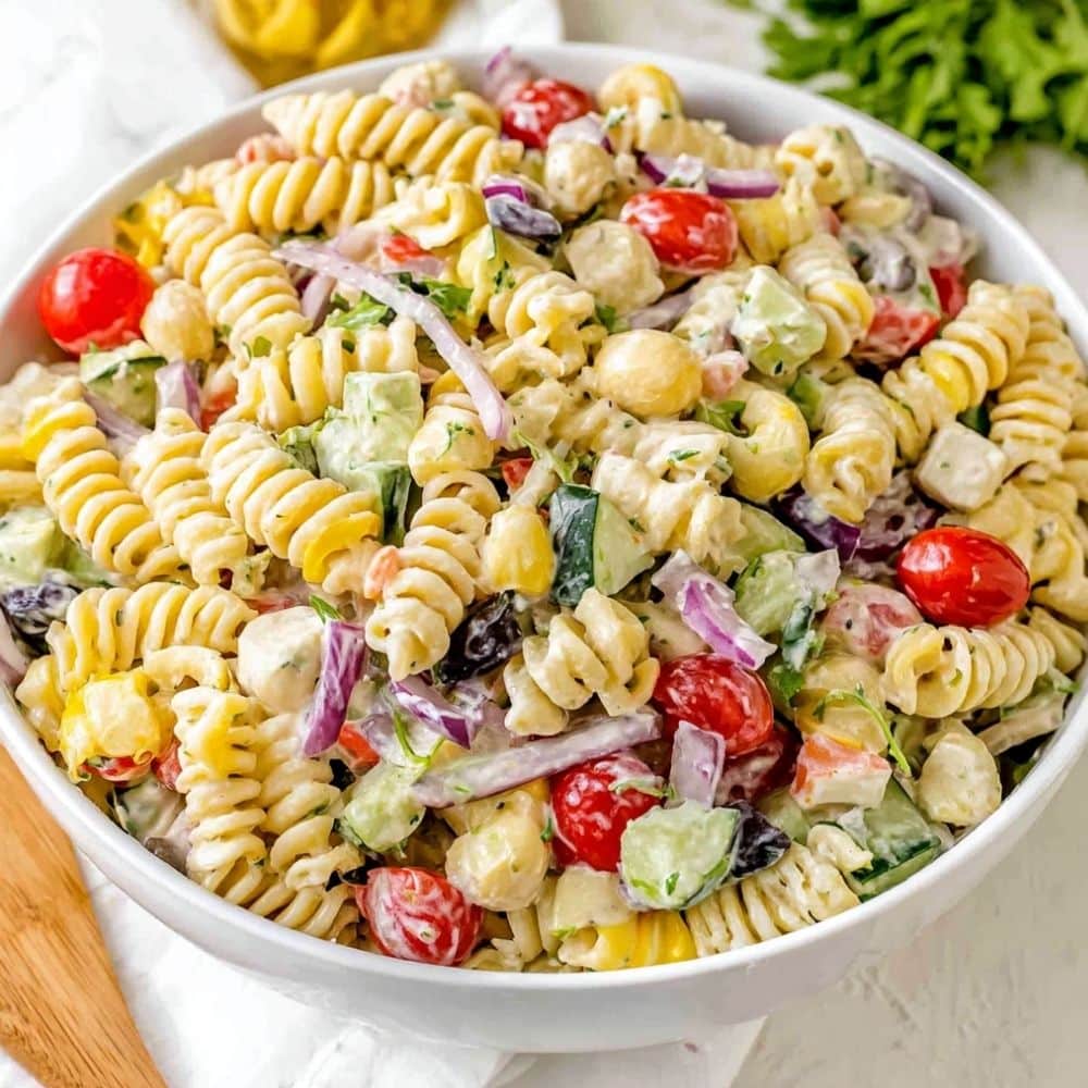 Irresistible Creamy Pasta Salad Recipe 1 creamy pasta salad