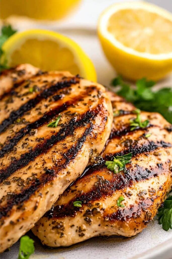 Best Ever Grilled Lemon Herb Chicken Breasts Recipe 2 grilled lemon herb chicken breasts 1