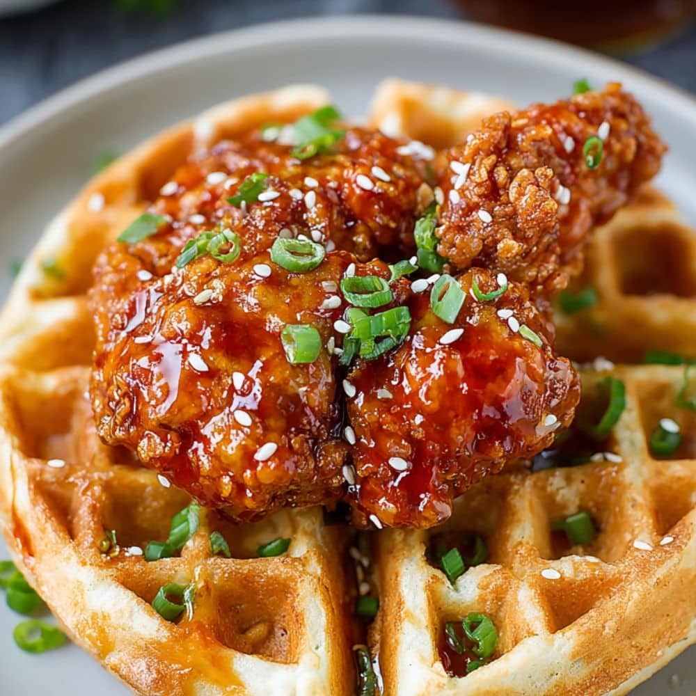 Crispy Korean Fried Chicken and Waffles 1 korean fried chicken and waffles