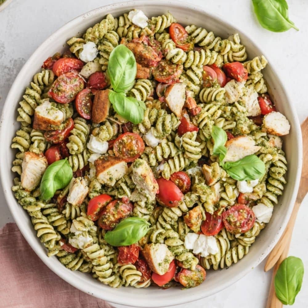 Fresh Pesto Chicken Pasta Salad Recipe 1 pesto chicken pasta salad