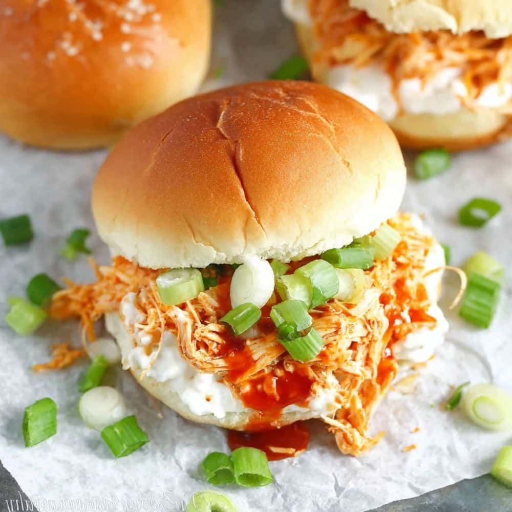 Ultimate Shredded Buffalo Chicken Sandwich Recipe 1 shredded buffalo chicken sandwich