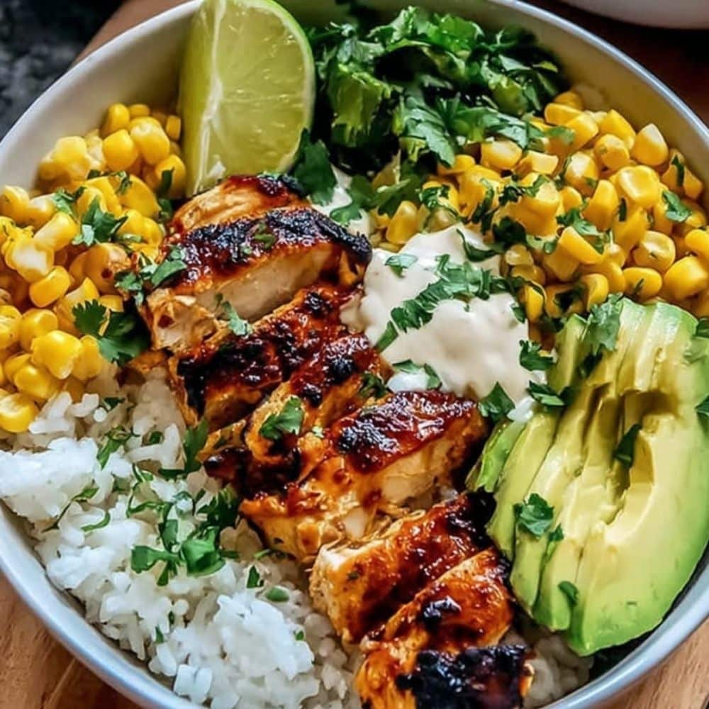 Street Corn Chicken Rice Bowl Recipe - Easy Summer Dinner 1 street corn chicken rice bowl