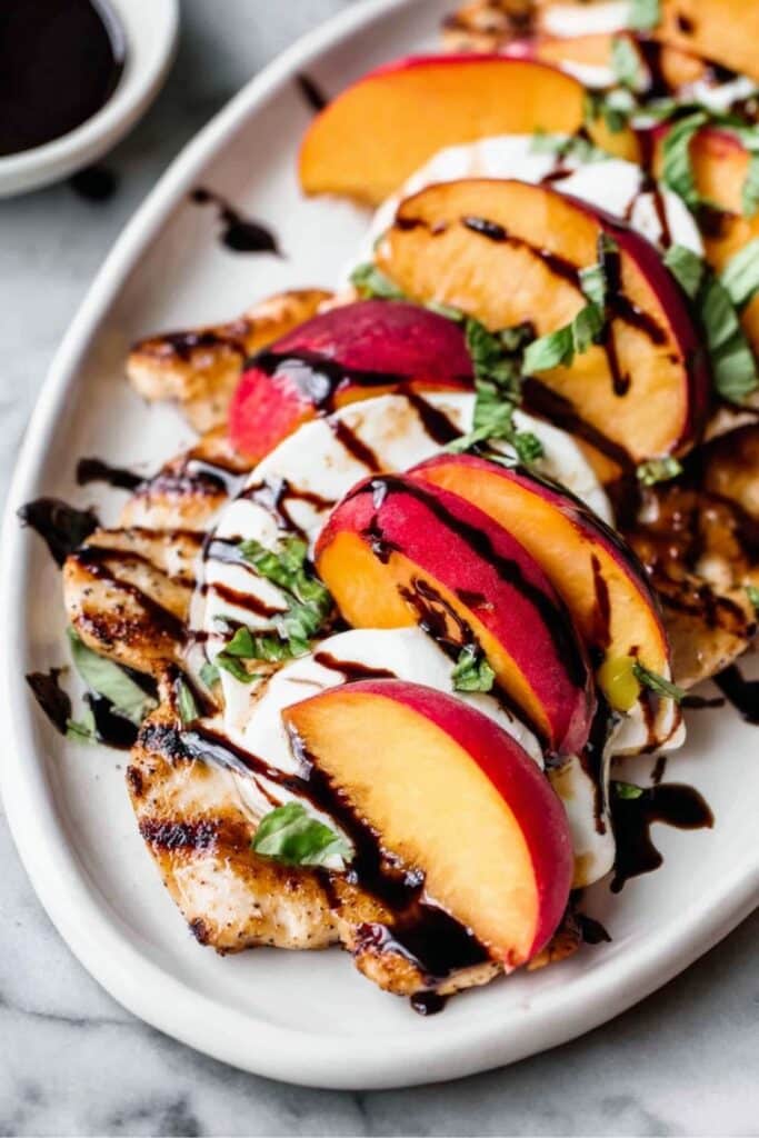 Delicious Peach Caprese Grilled Chicken 2 Peach Caprese Grilled Chicken recipe