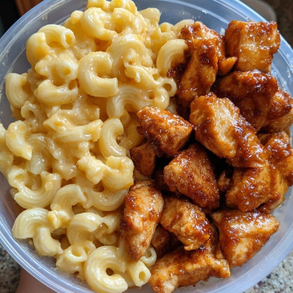 Honey BBQ Chicken Mac And Cheese 1 honey bbq chicken mac and cheese