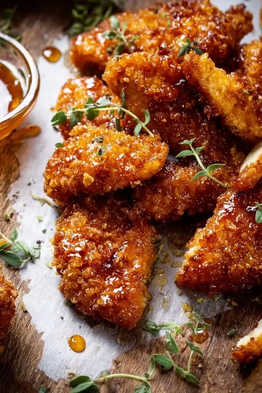 Baked Crunchy Hot Honey Chicken served with sides