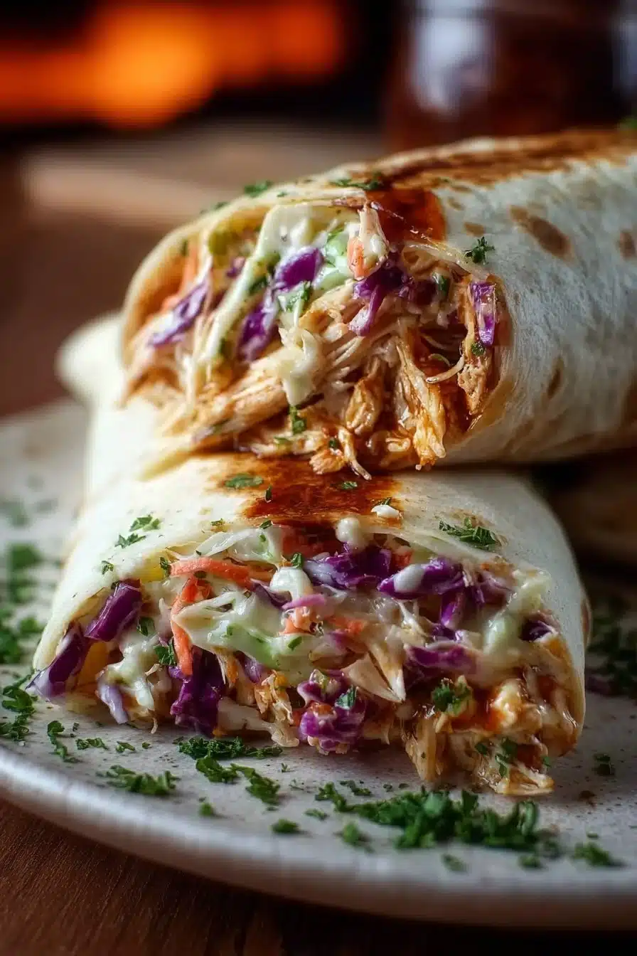 BBQ Chicken Coleslaw Wraps