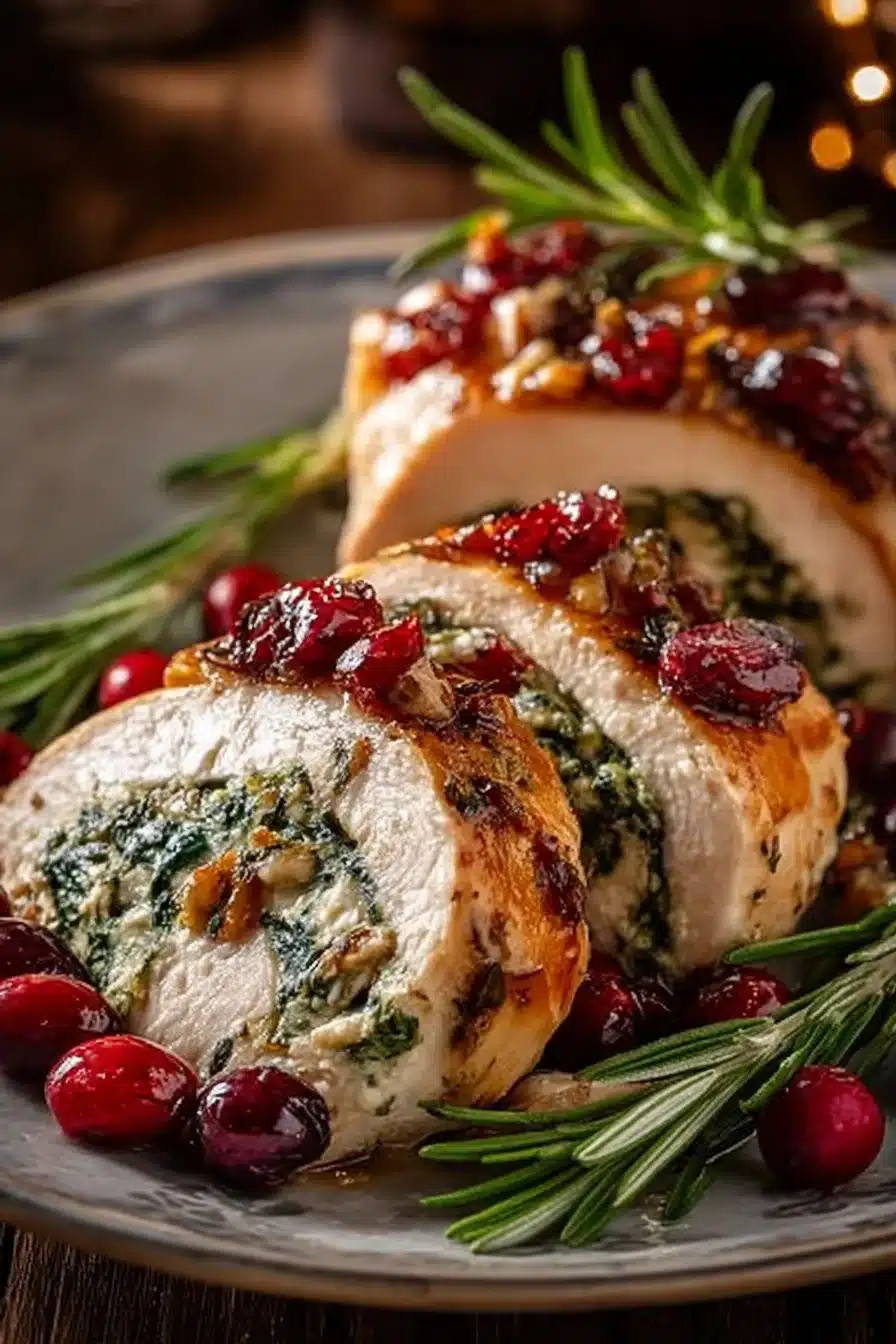 Spinach & Cranberry Stuffed Chicken Breasts