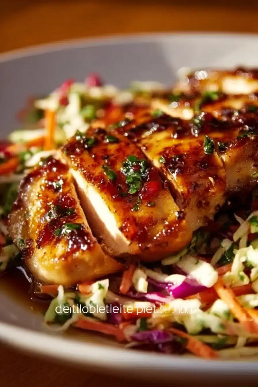 Sticky Apple Cider Chicken with Crisp Autumn Slaw