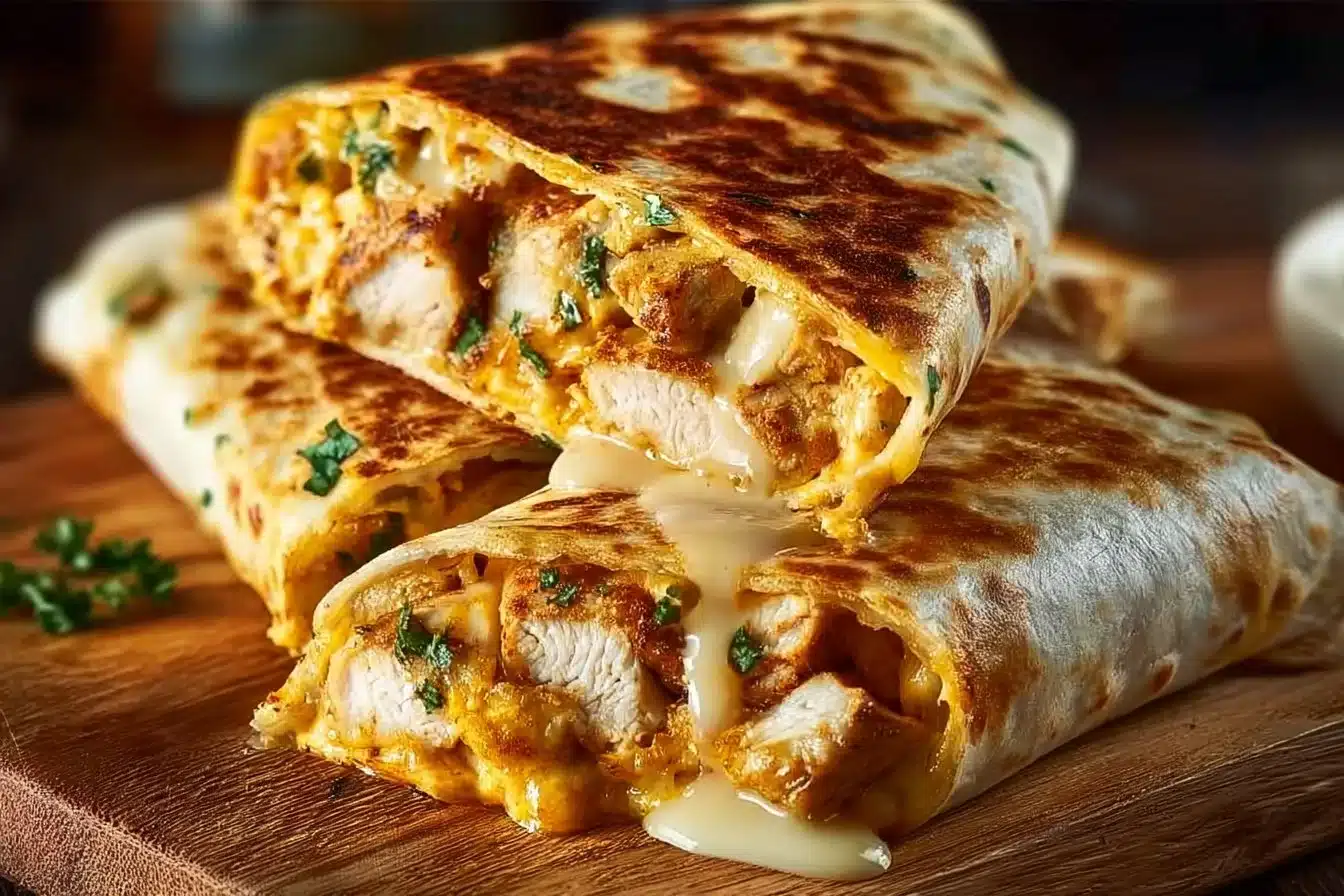 Cheesy Garlic Chicken Wraps