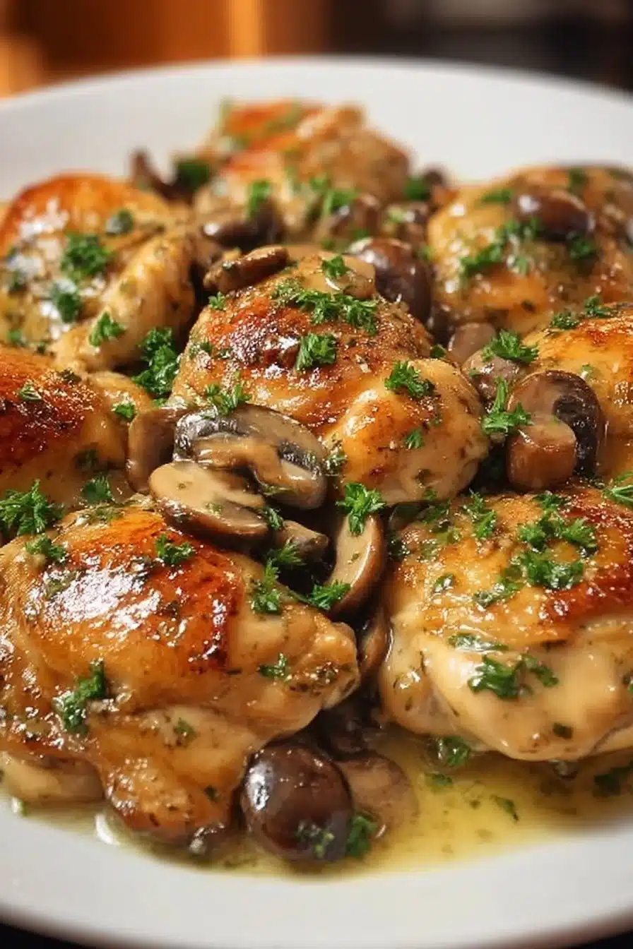 Creamy Garlic Mushroom Chicken Thighs