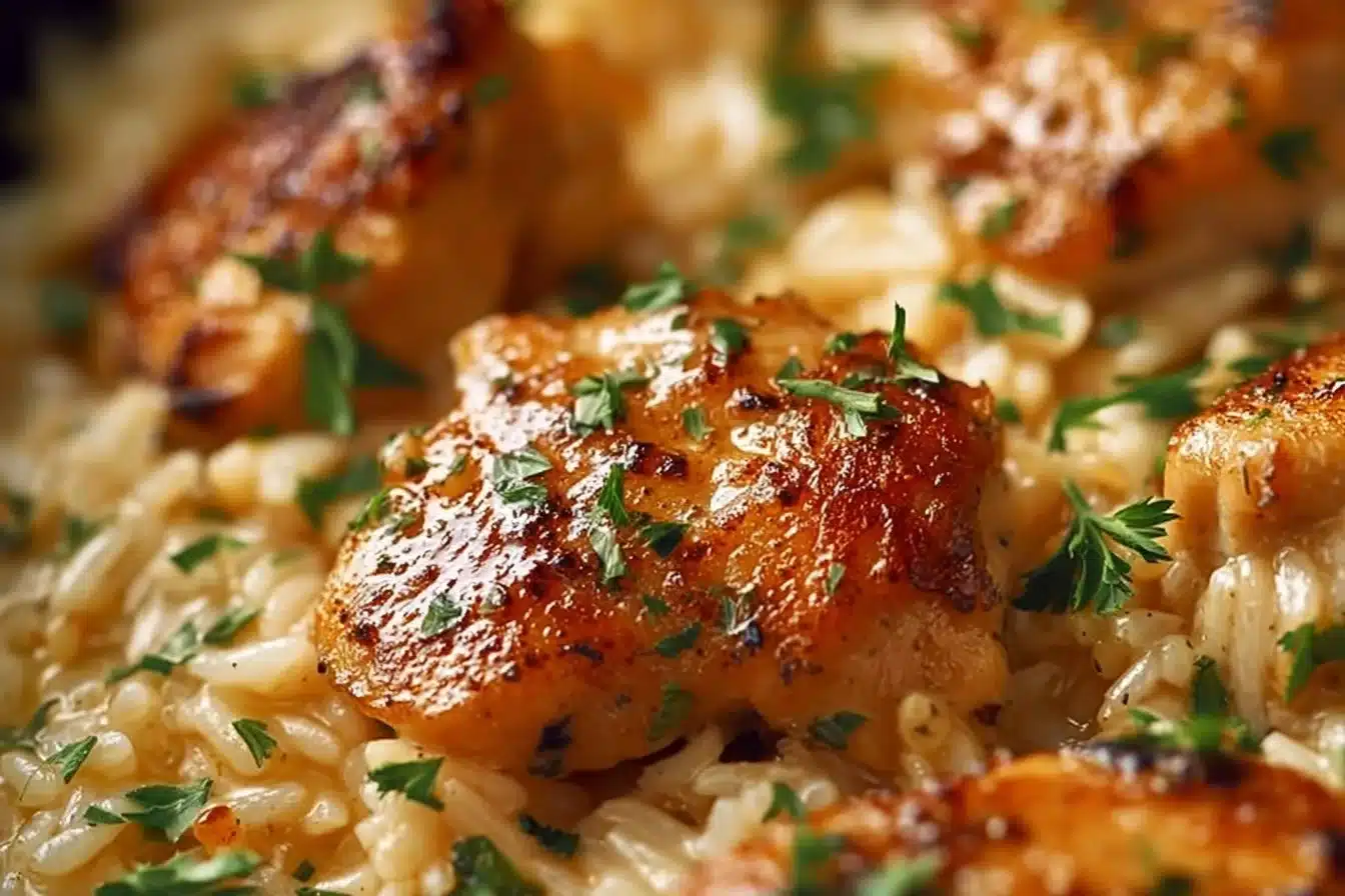 One-Pan Creamy Parmesan Chicken and Rice