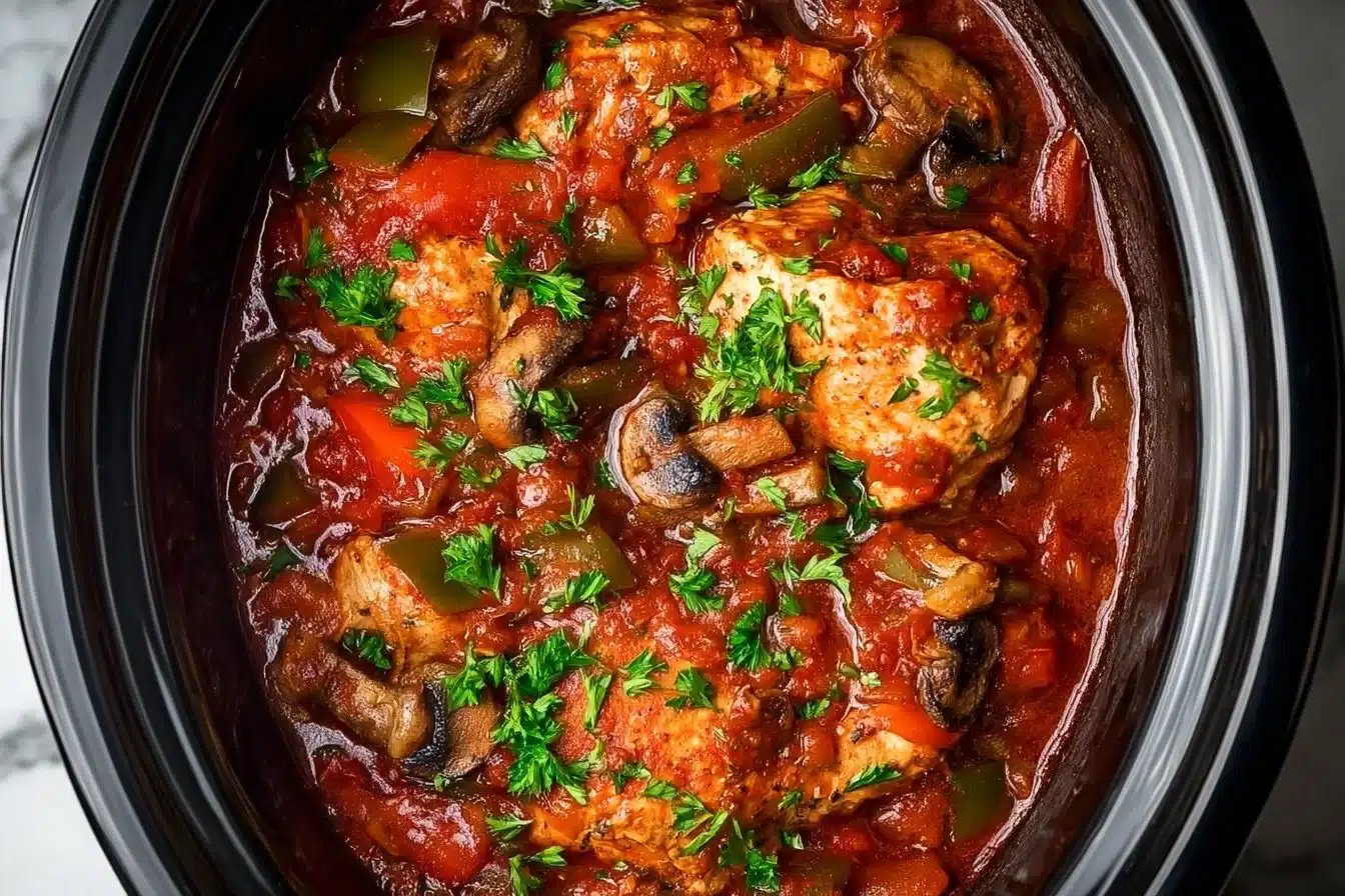 Tasty Crockpot Chicken Cacciatore