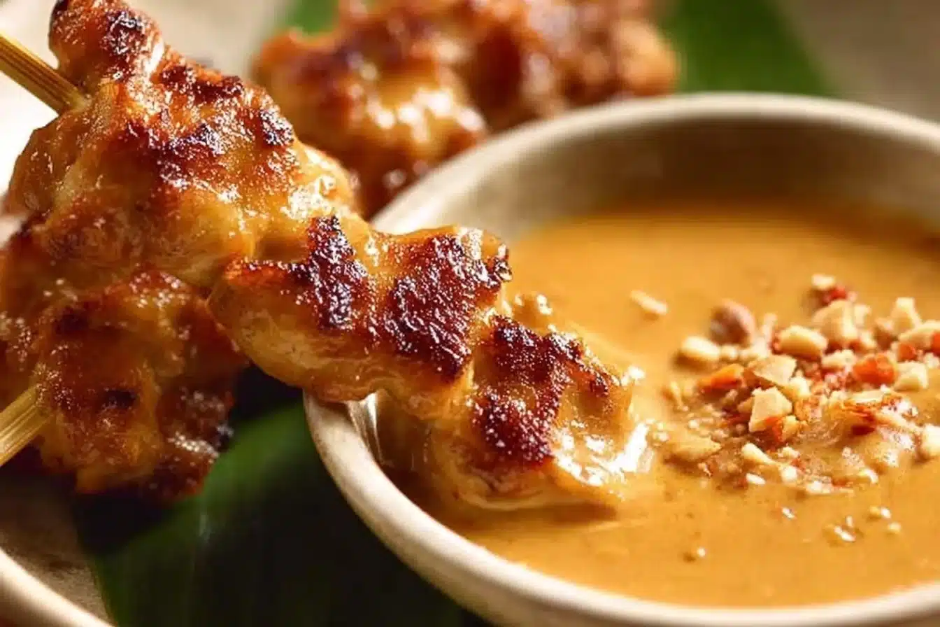 Thai Chicken Satay Skewers with Thai Peanut Sauce
