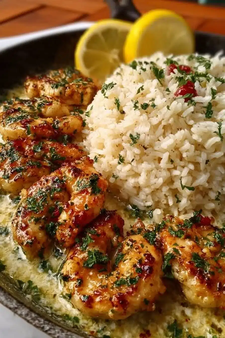 Chicken Scampi with Garlic Parmesan Rice
