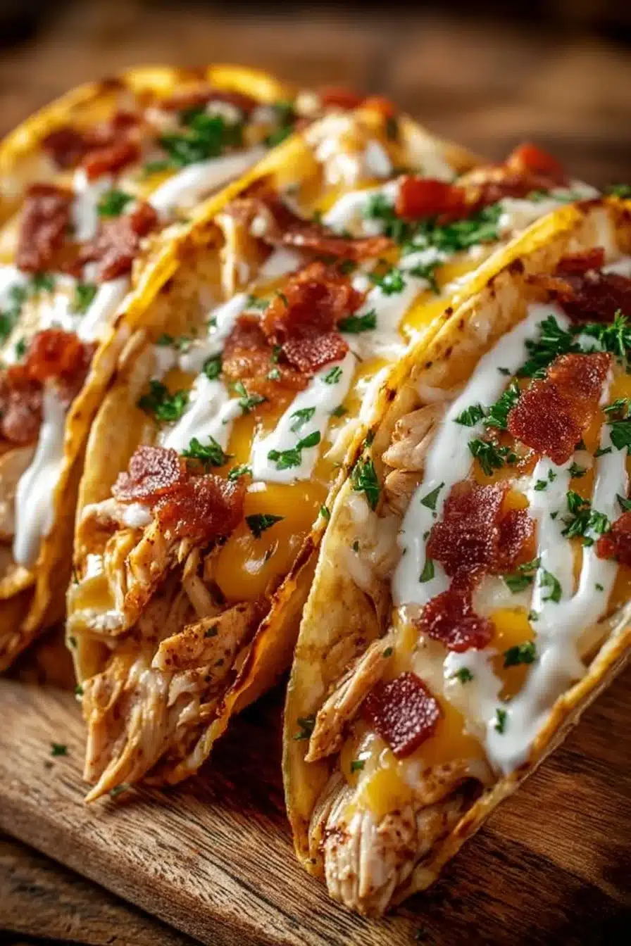 Creamy Cheddar Ranch Chicken Tacos
