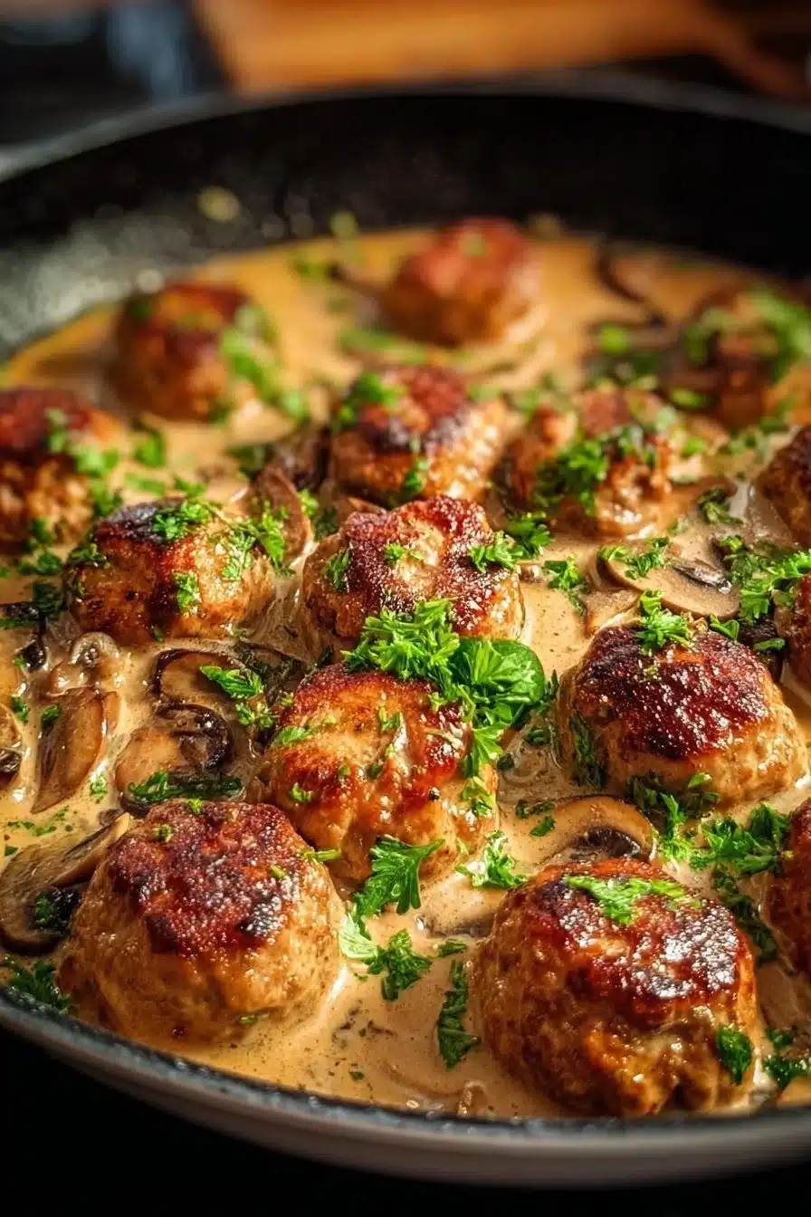 Creamy Mushroom Chicken Meatballs