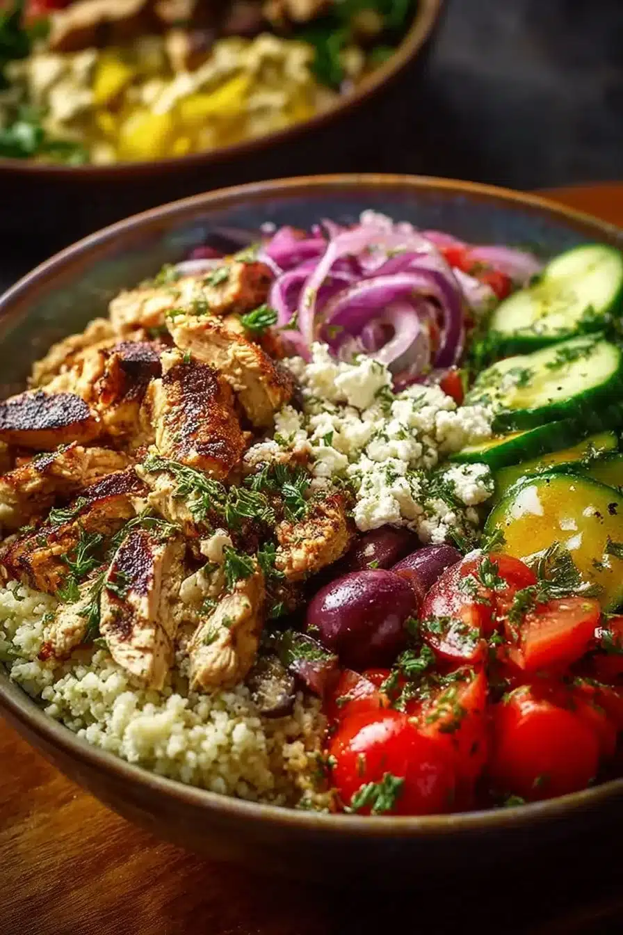 Mediterranean Chicken Hummus Bowls