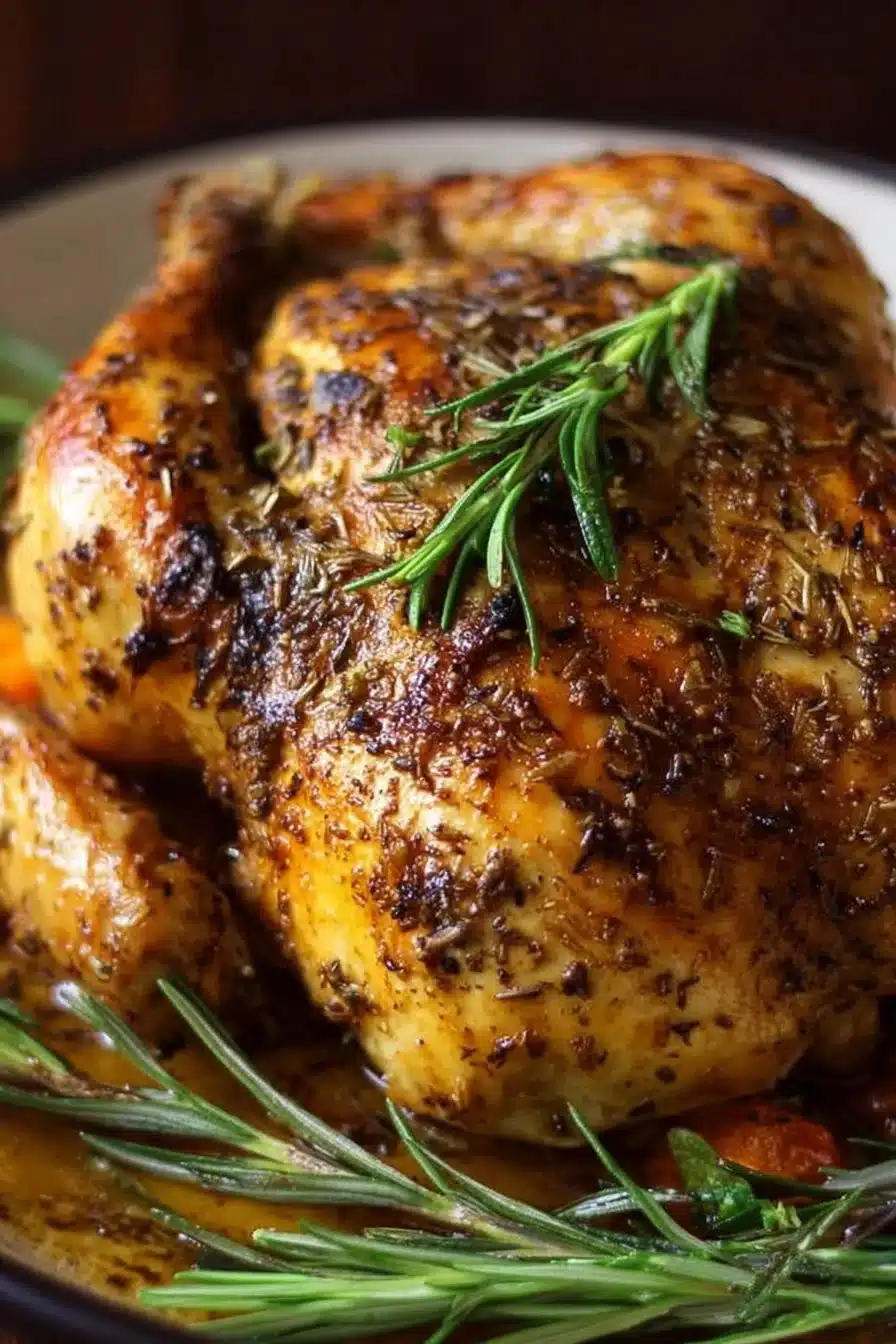 Moist & Tender Crockpot Whole Chicken with Farmhouse Herbs