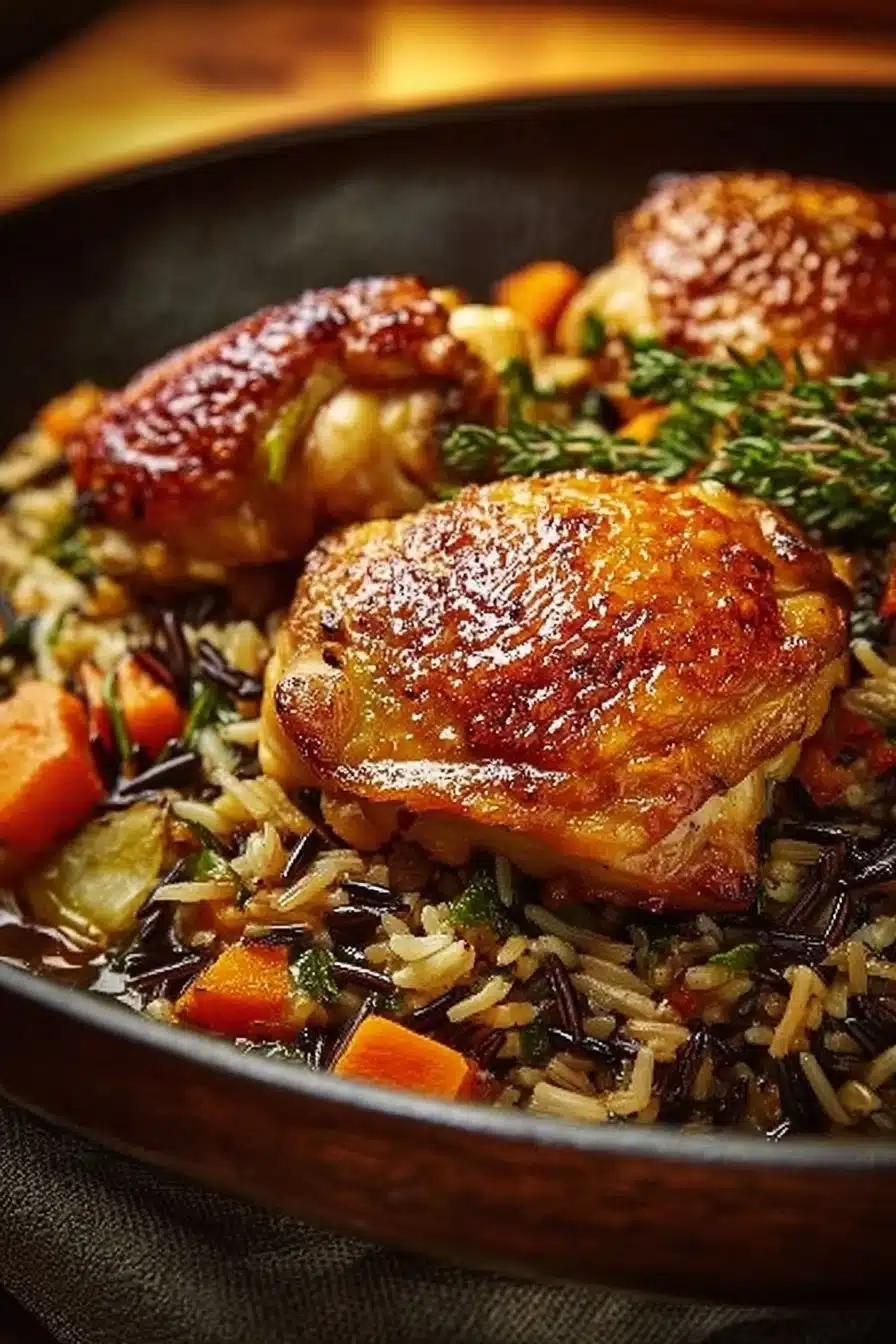 One Pan Herby Chicken and Wild Rice